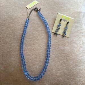 1928 Jewelry Blue Faceted Bead Necklace & Earrings Set NWT